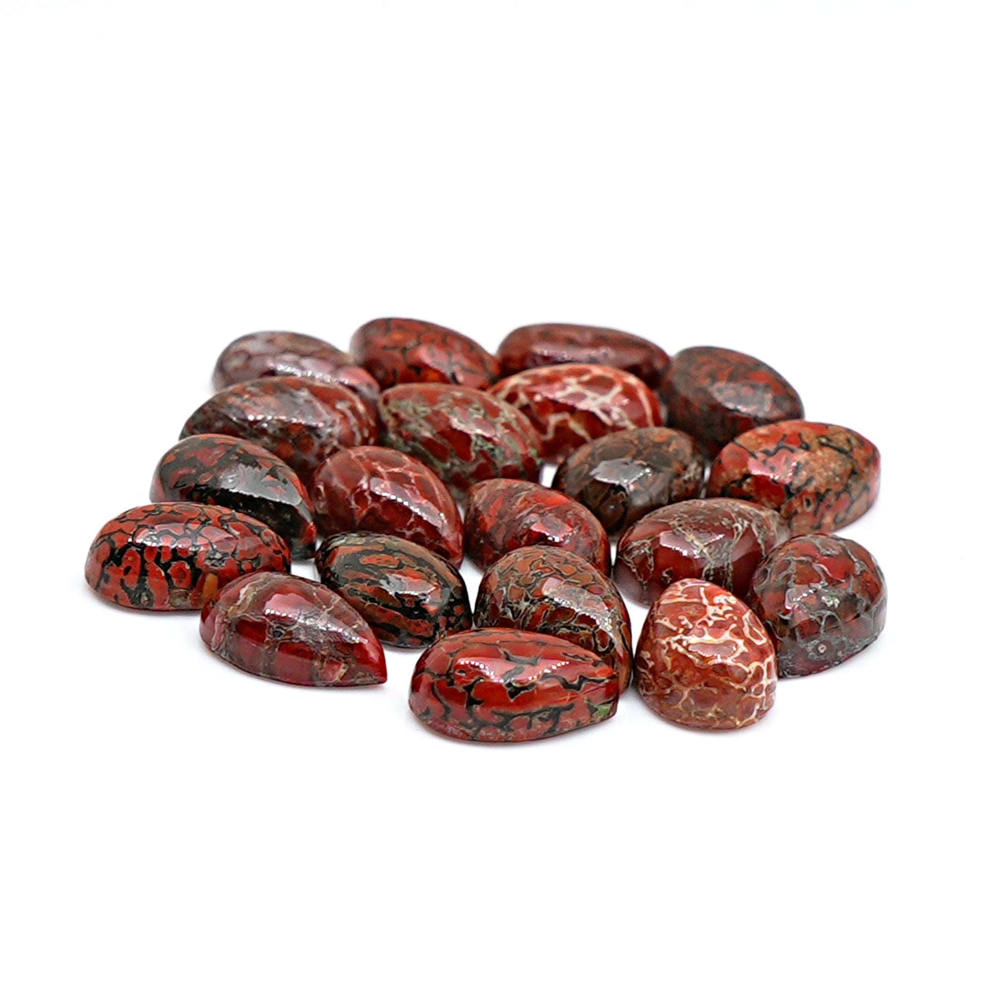 Pear-Shaped Dinosaur Bone Cabochons | Fossil Gemstones for Jewelry Design - 20 Pieces