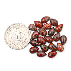 Pear-Shaped Dinosaur Bone Cabochons | Fossil Gemstones for Jewelry Design - 20 Pieces