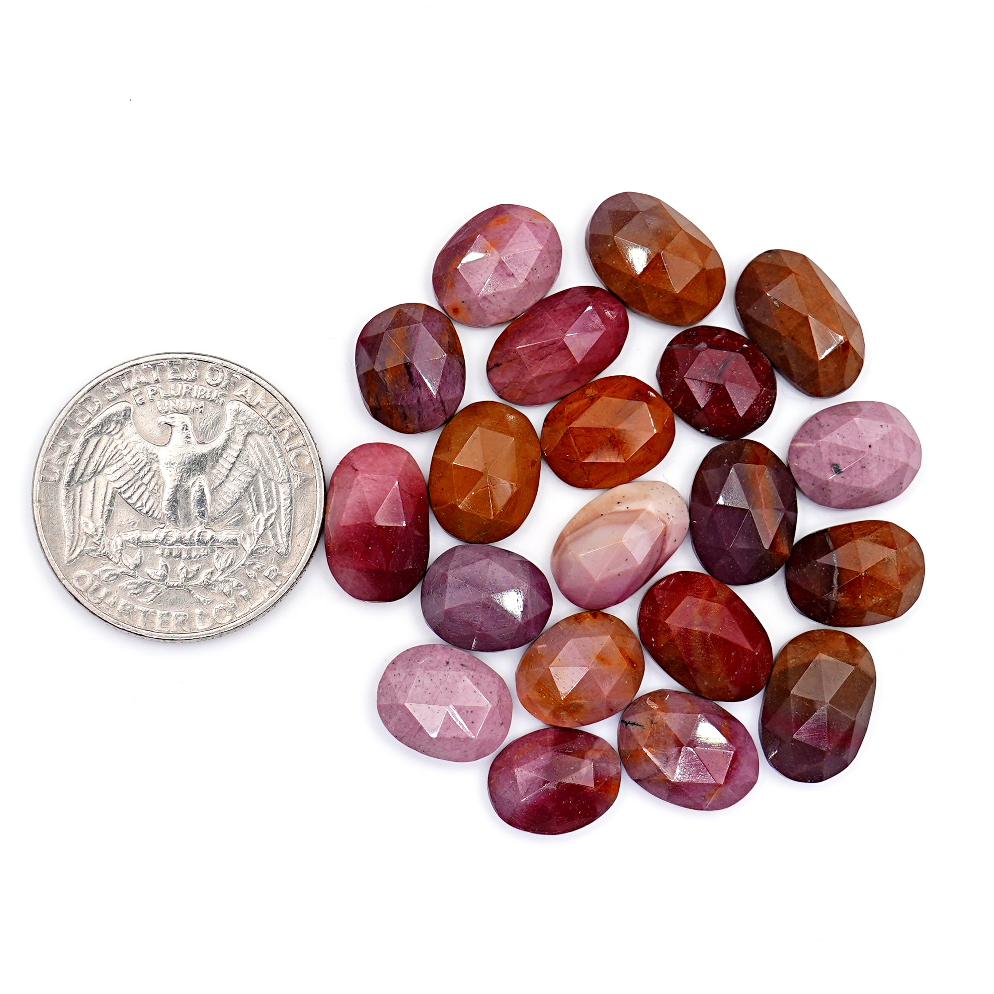 Mookaite Rose Cut Oval Cabochons | Flat Back Rose Cut Cabs for Jewelry Making - 20 Pieces