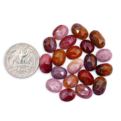 Mookaite Rose Cut Oval Cabochons | Flat Back Rose Cut Cabs for Jewelry Making - 20 Pieces