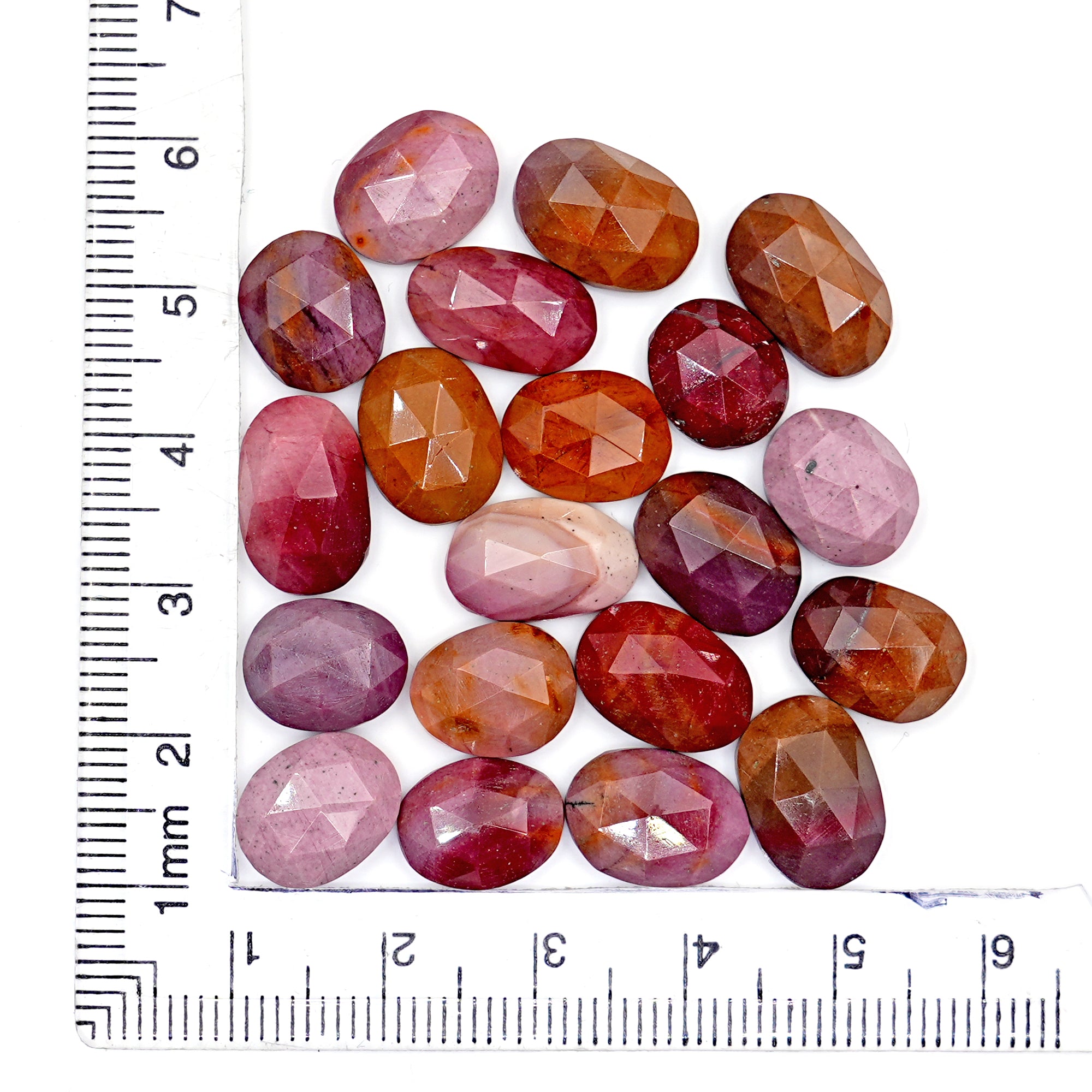 Mookaite Rose Cut Oval Cabochons | Flat Back Rose Cut Cabs for Jewelry Making - 20 Pieces