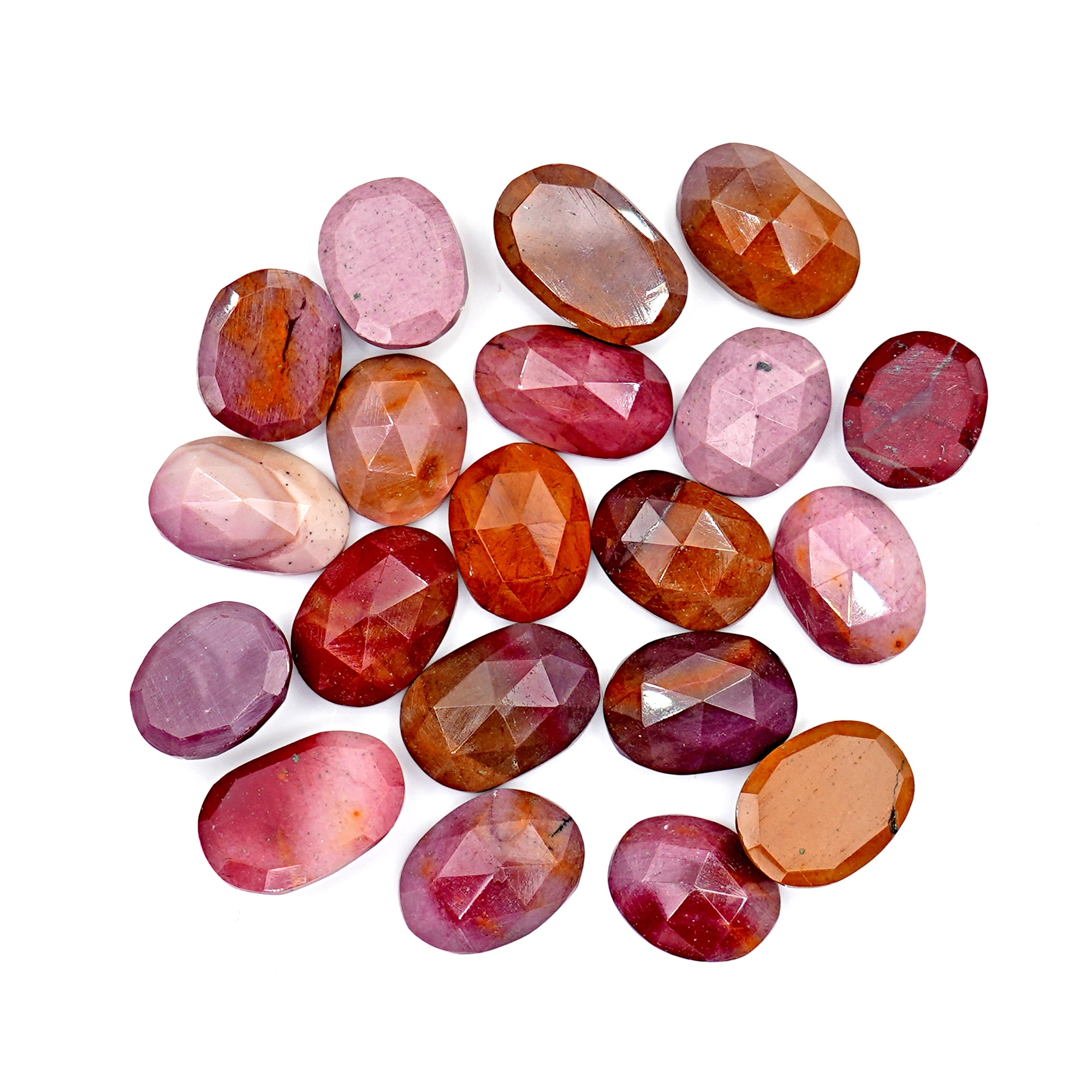 Mookaite Rose Cut Oval Cabochons | Flat Back Rose Cut Cabs for Jewelry Making - 20 Pieces