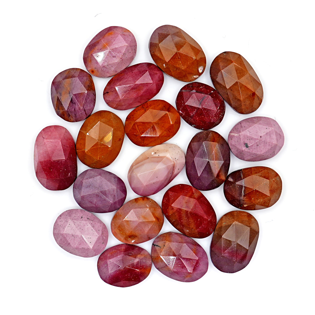 Mookaite Rose Cut Oval Cabochons | Flat Back Rose Cut Cabs for Jewelry Making - 20 Pieces