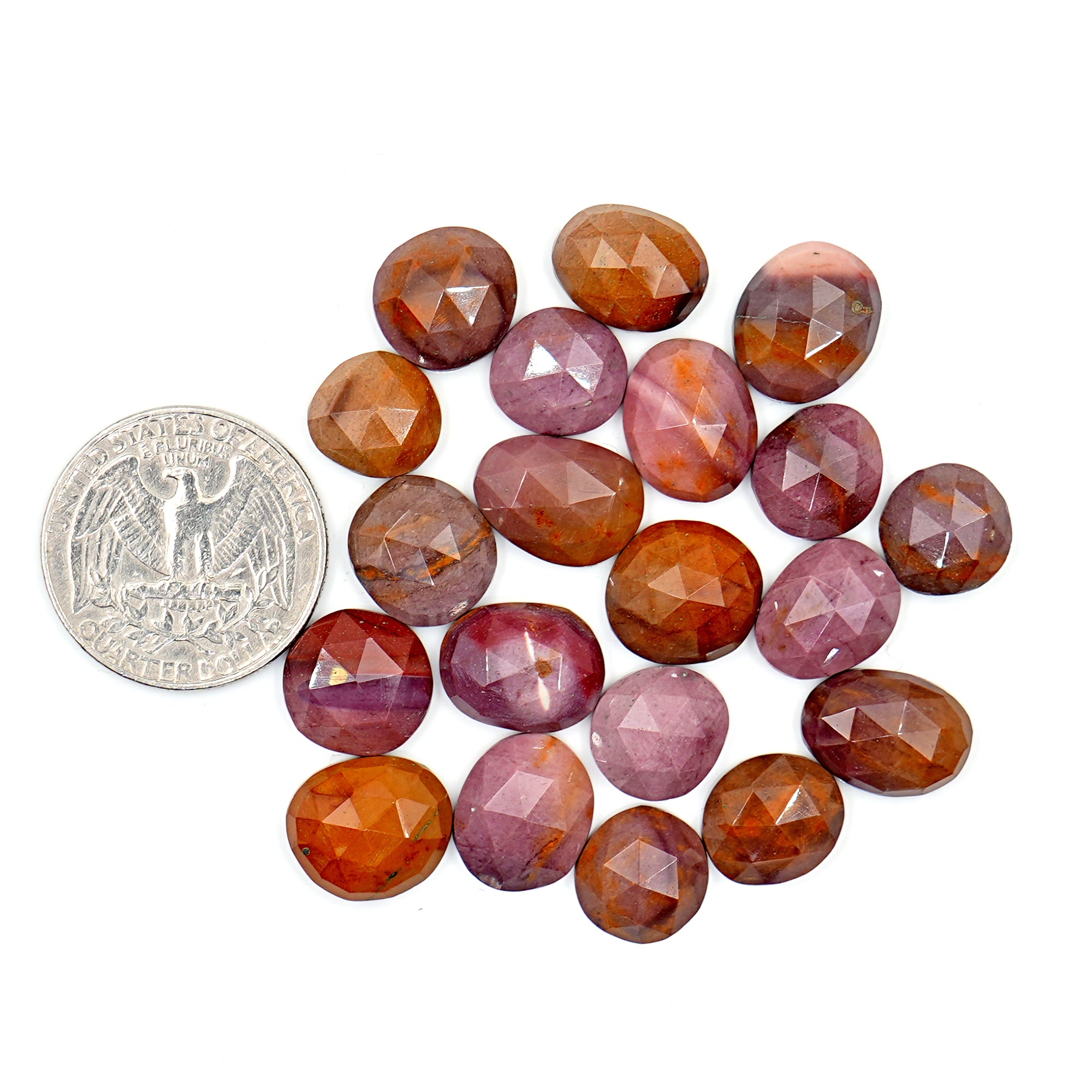 Mookaite Rose Cut Oval Cabochons | Flat Back Rose Cut Cabs for Jewelry Making - 20 Pieces
