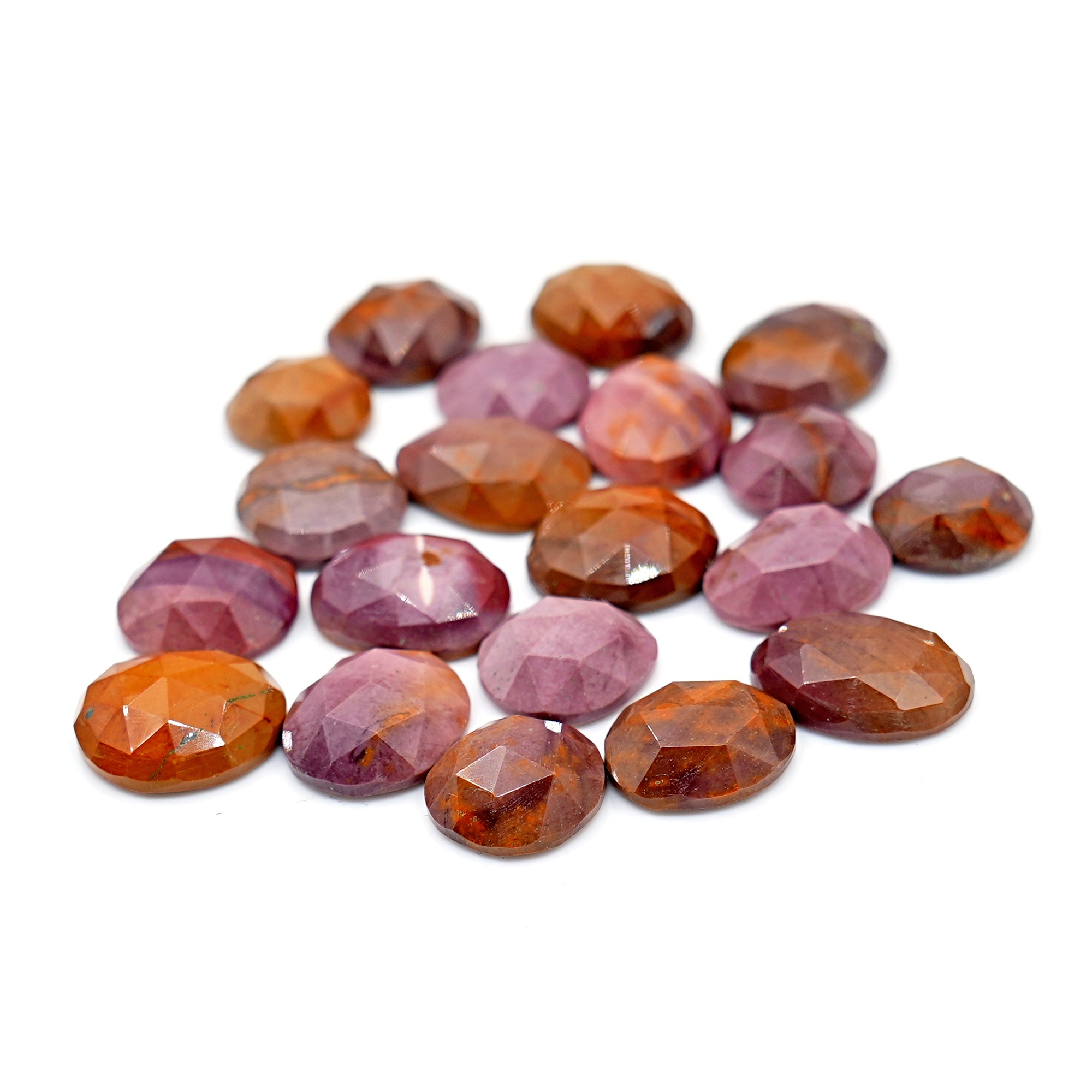 Mookaite Rose Cut Oval Cabochons | Flat Back Rose Cut Cabs for Jewelry Making - 20 Pieces