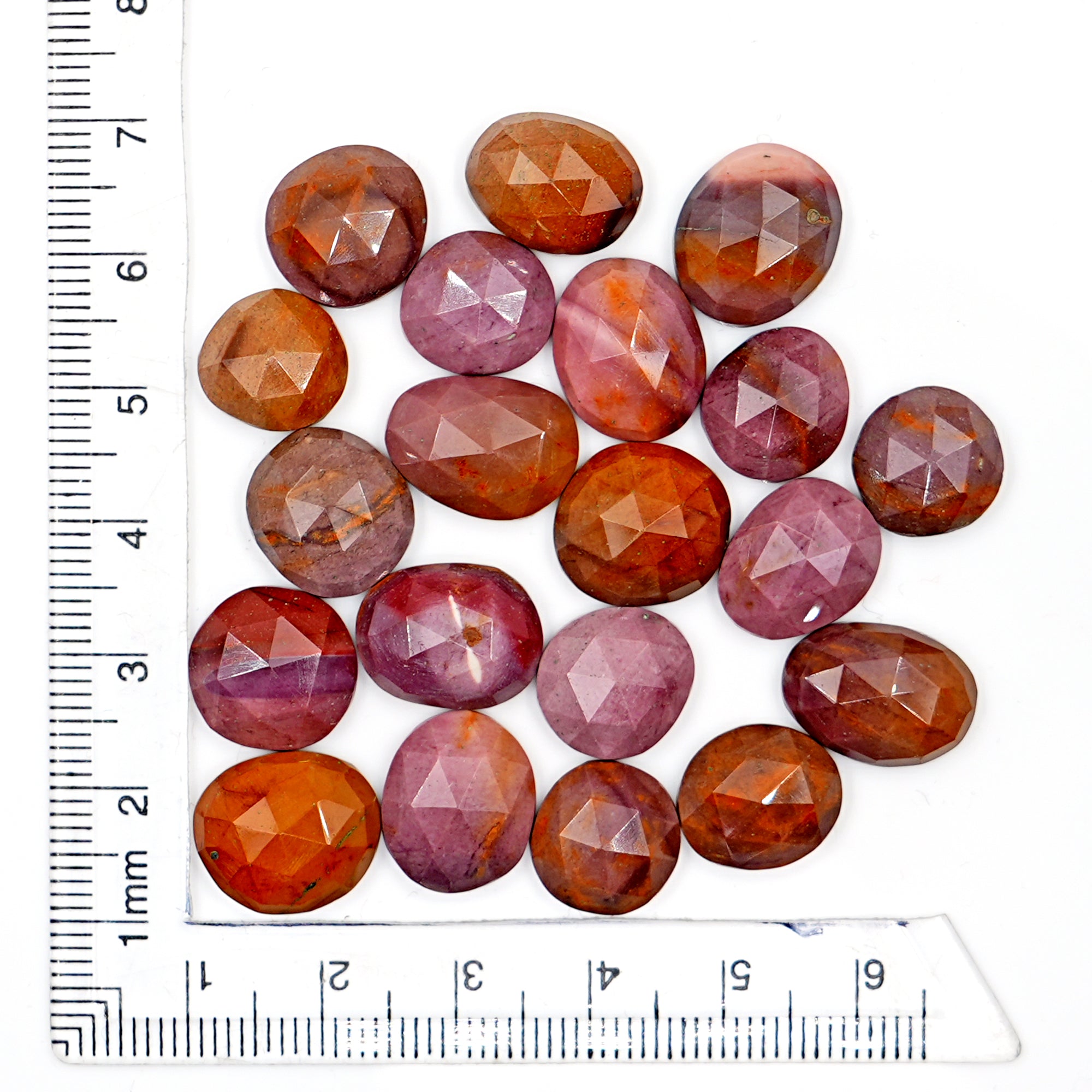 Mookaite Rose Cut Oval Cabochons | Flat Back Rose Cut Cabs for Jewelry Making - 20 Pieces
