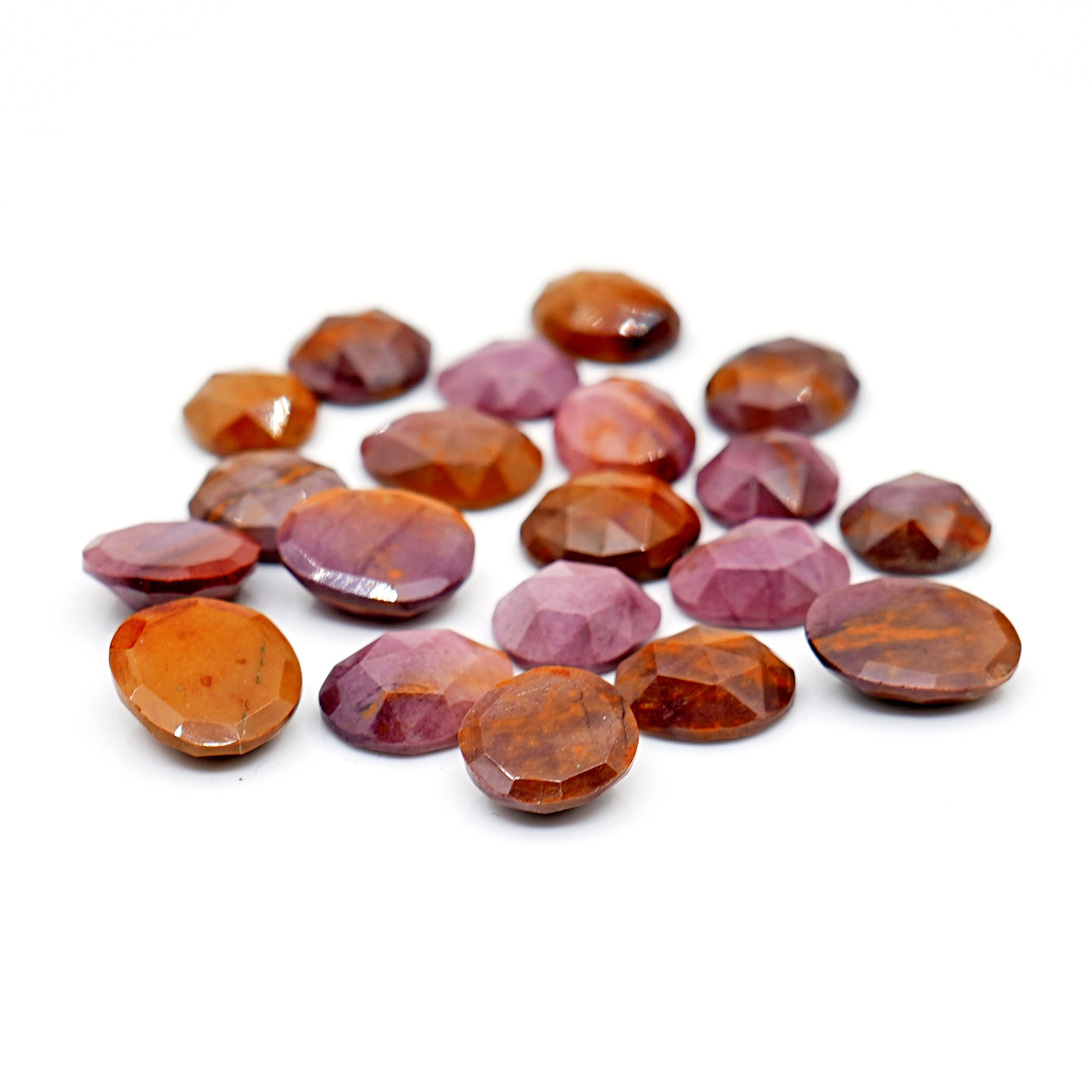 Mookaite Rose Cut Oval Cabochons | Flat Back Rose Cut Cabs for Jewelry Making - 20 Pieces