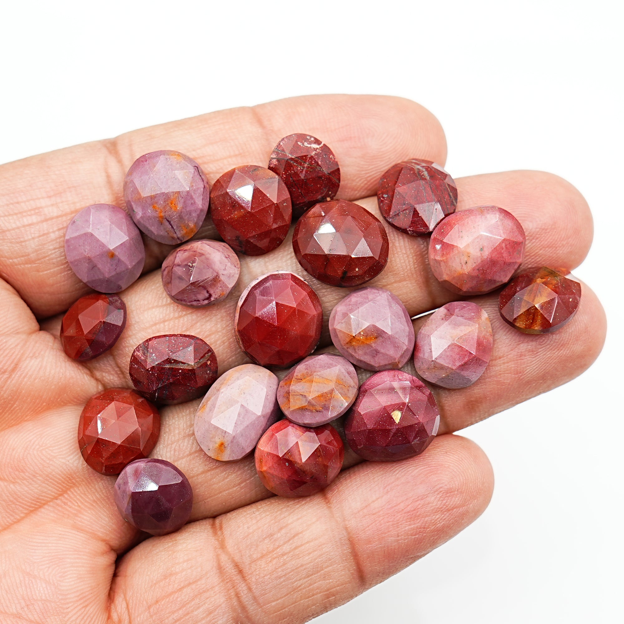 Earthy Elegance Mookaite Rosecut Gemstone| Freeform Smooth Cabs for Jewelry Making - 20 Pieces