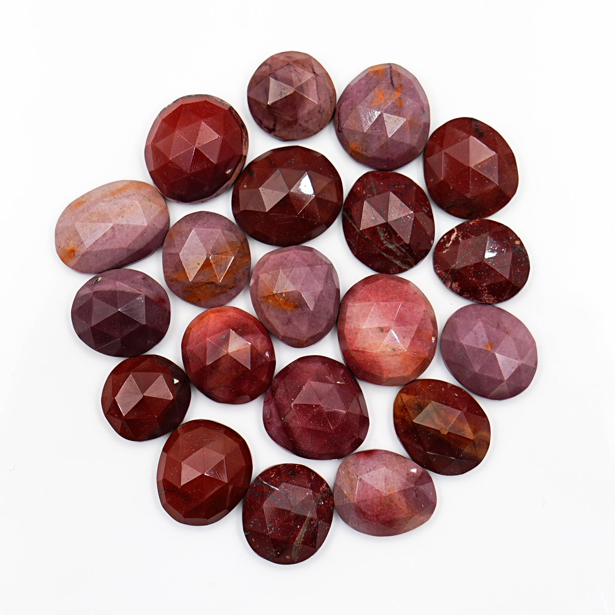 Earthy Elegance Mookaite Rosecut Gemstone| Freeform Smooth Cabs for Jewelry Making - 20 Pieces
