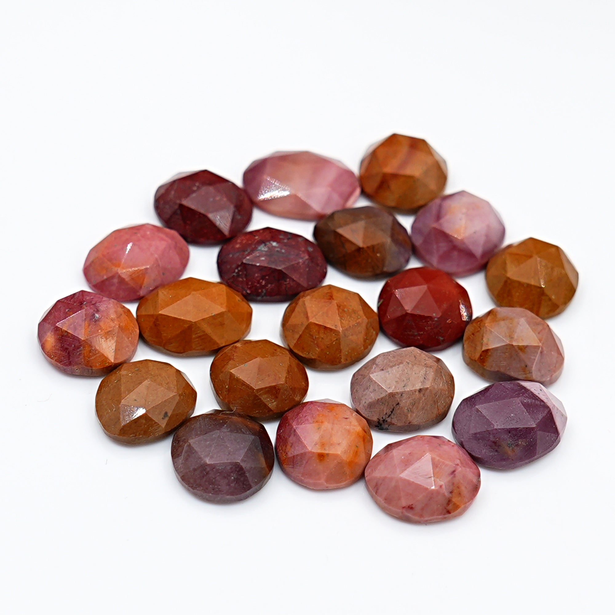 Mookaite Rosecut Oval Cabochons | Flat Back Rose Cut Cabs for Jewelry Making - 20