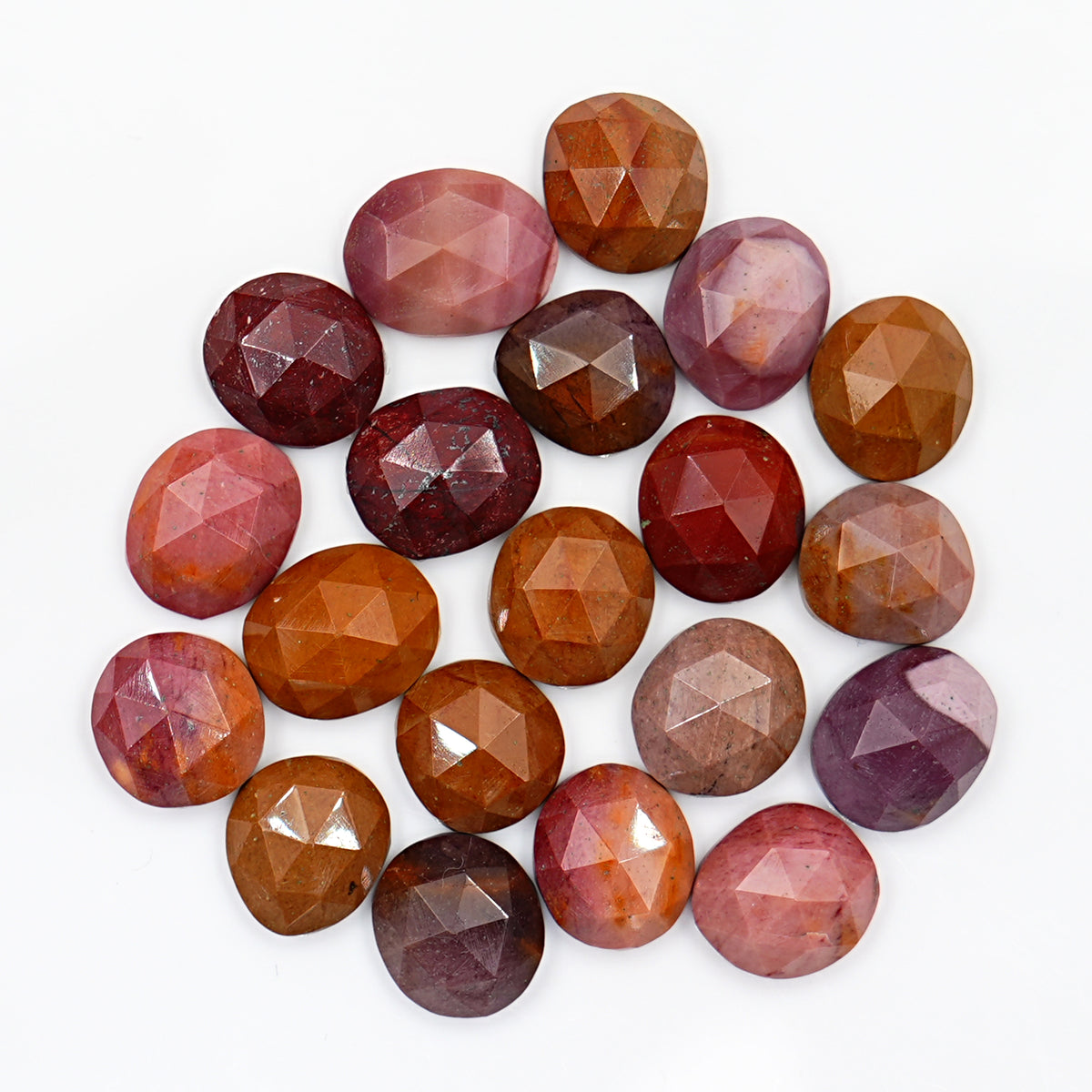 Mookaite Rosecut Oval Cabochons | Flat Back Rose Cut Cabs for Jewelry Making - 20