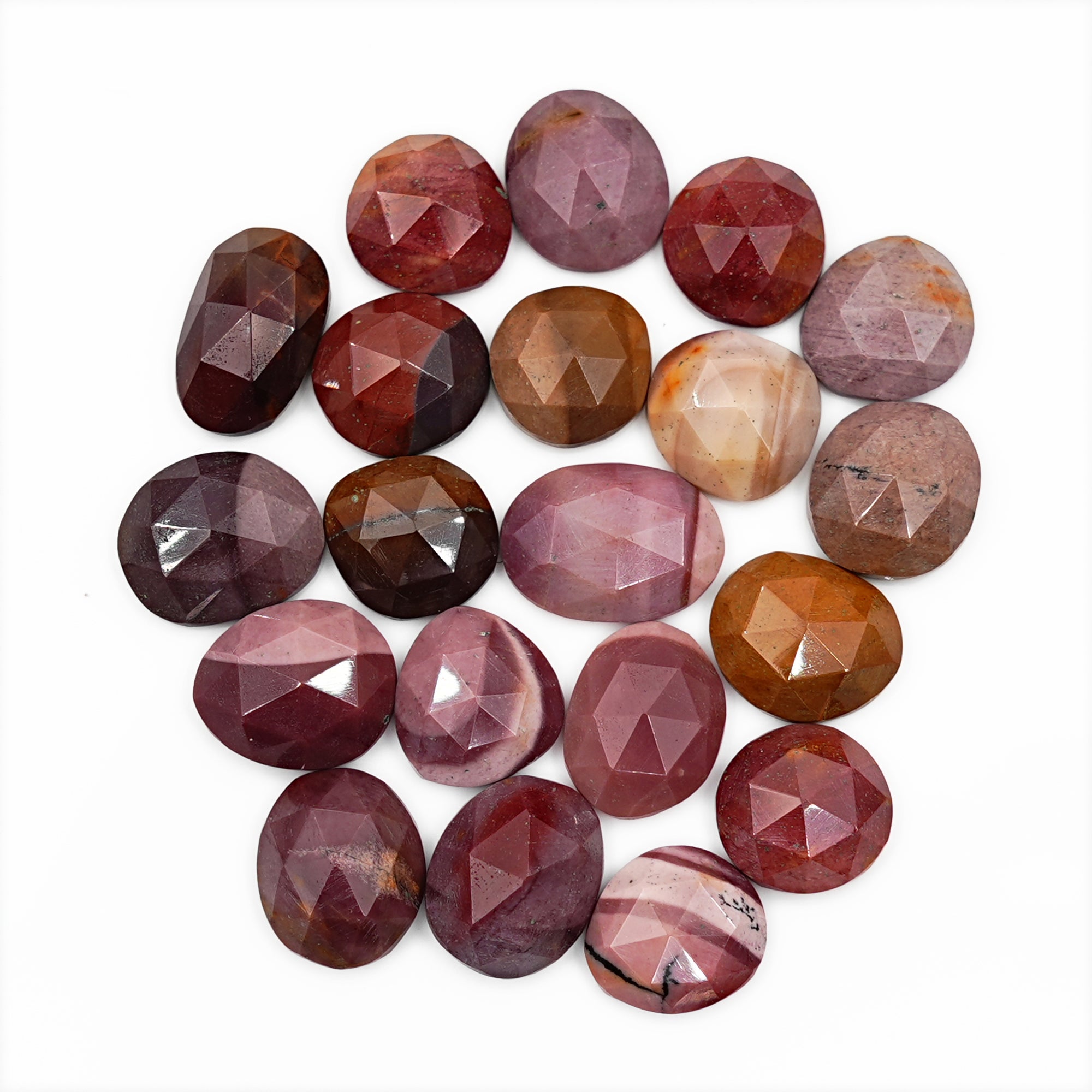Warm Earth Mookaite Rosecut Cabochons | Freeform Cuts for Bold Jewelry - 20 Pieces
