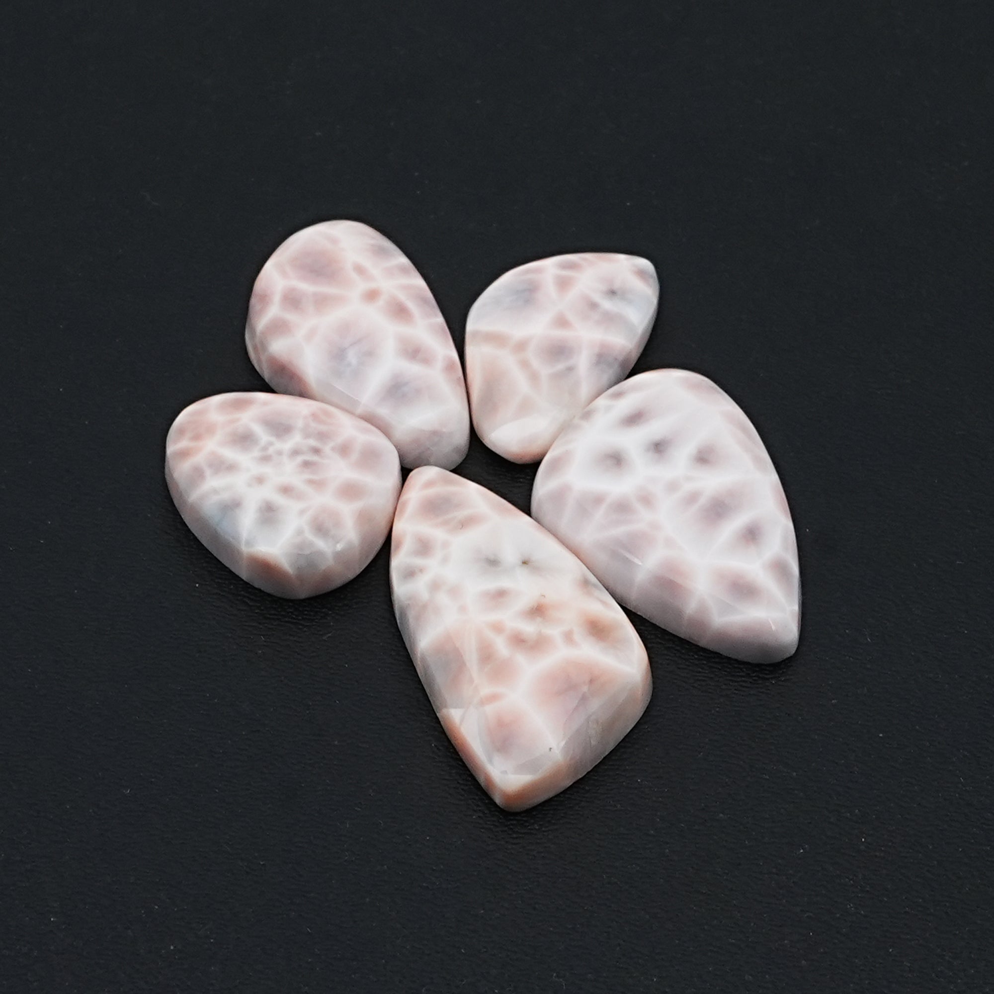 Natural Pink Larimar Smooth Cabochons | Freeform Gemstone For Jewelry Making -  5 Pices
