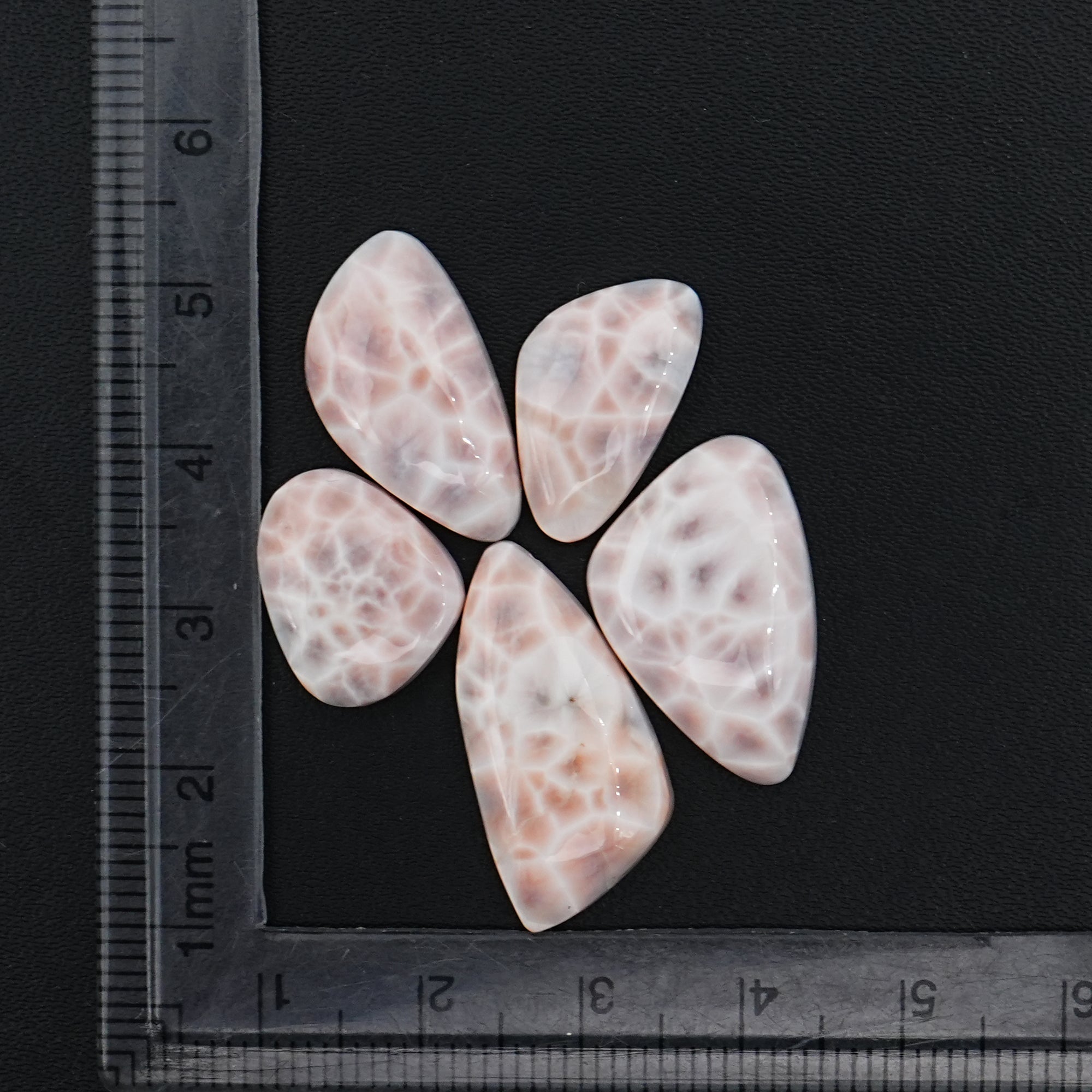 Natural Pink Larimar Smooth Cabochons | Freeform Gemstone For Jewelry Making -  5 Pices