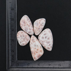 Natural Pink Larimar Smooth Cabochons | Freeform Gemstone For Jewelry Making -  5 Pices