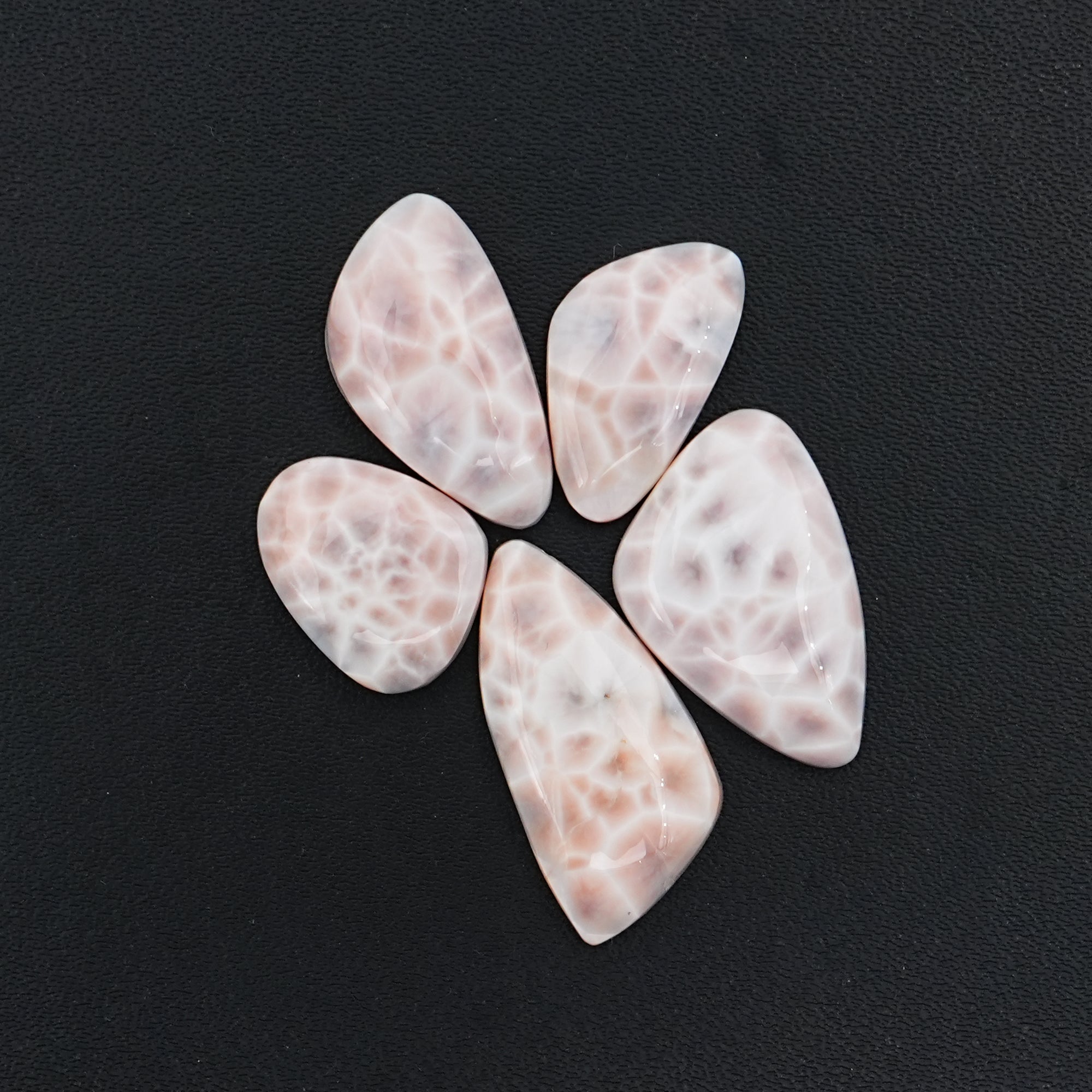 Natural Pink Larimar Smooth Cabochons | Freeform Gemstone For Jewelry Making -  5 Pices
