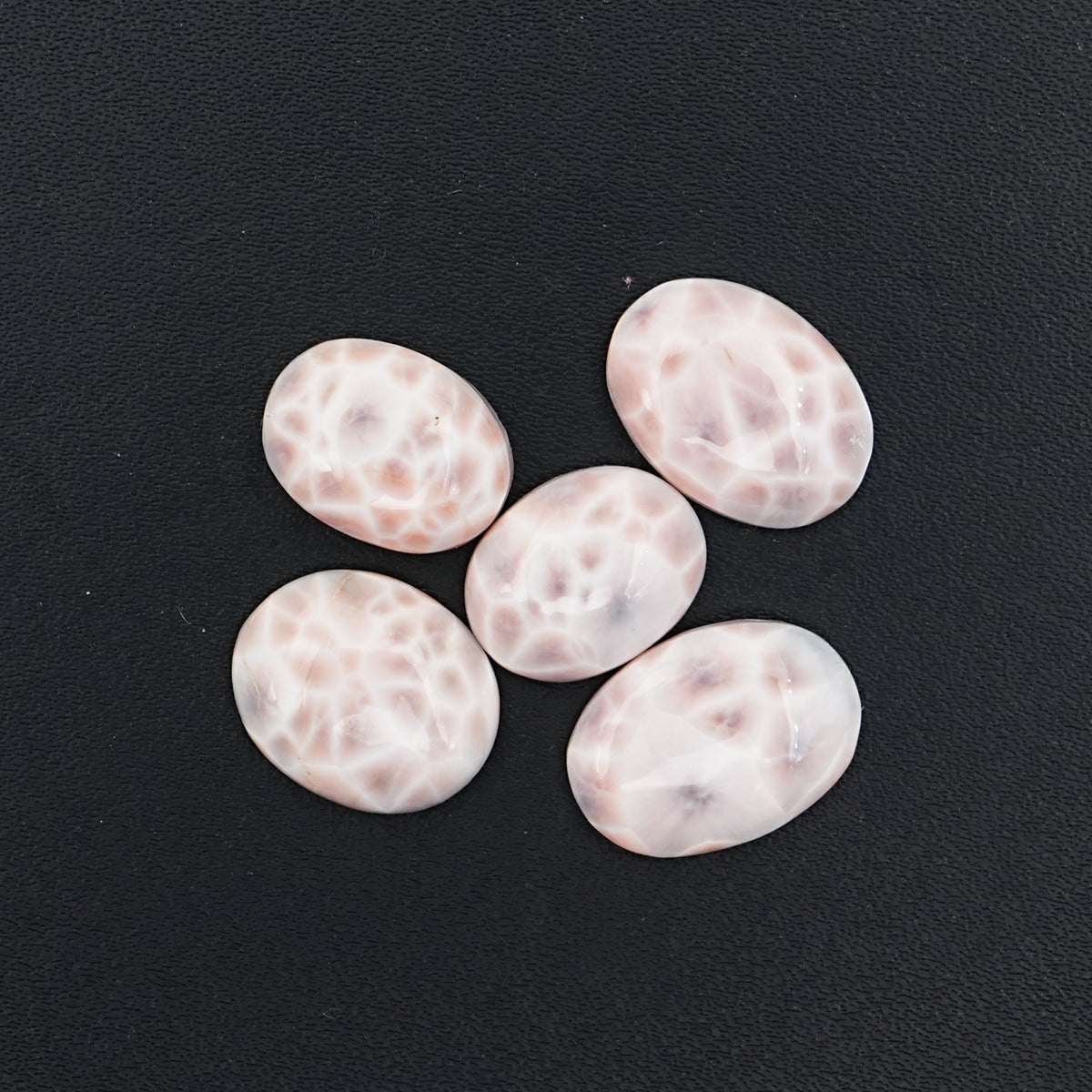 Natural Pink Larimar Smooth Cabs | Oval Shapes Gems With Soft Pink & Plum Tones -  5 Pices
