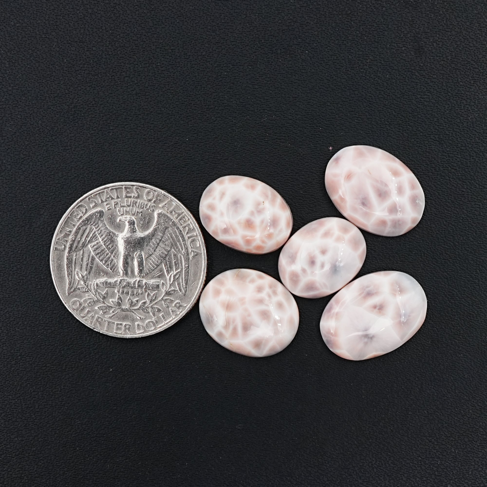 Natural Pink Larimar Smooth Cabs | Oval Shapes Gems With Soft Pink & Plum Tones -  5 Pices