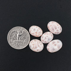 Natural Pink Larimar Smooth Cabs | Oval Shapes Gems With Soft Pink & Plum Tones -  5 Pices