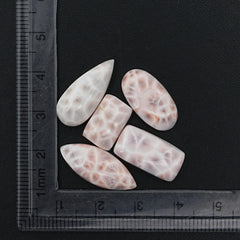 Natural Pink Larimar Smooth Cabochon | Mixed Shapes Gems With Soft Pink & Plum Tones -  5 Pices
