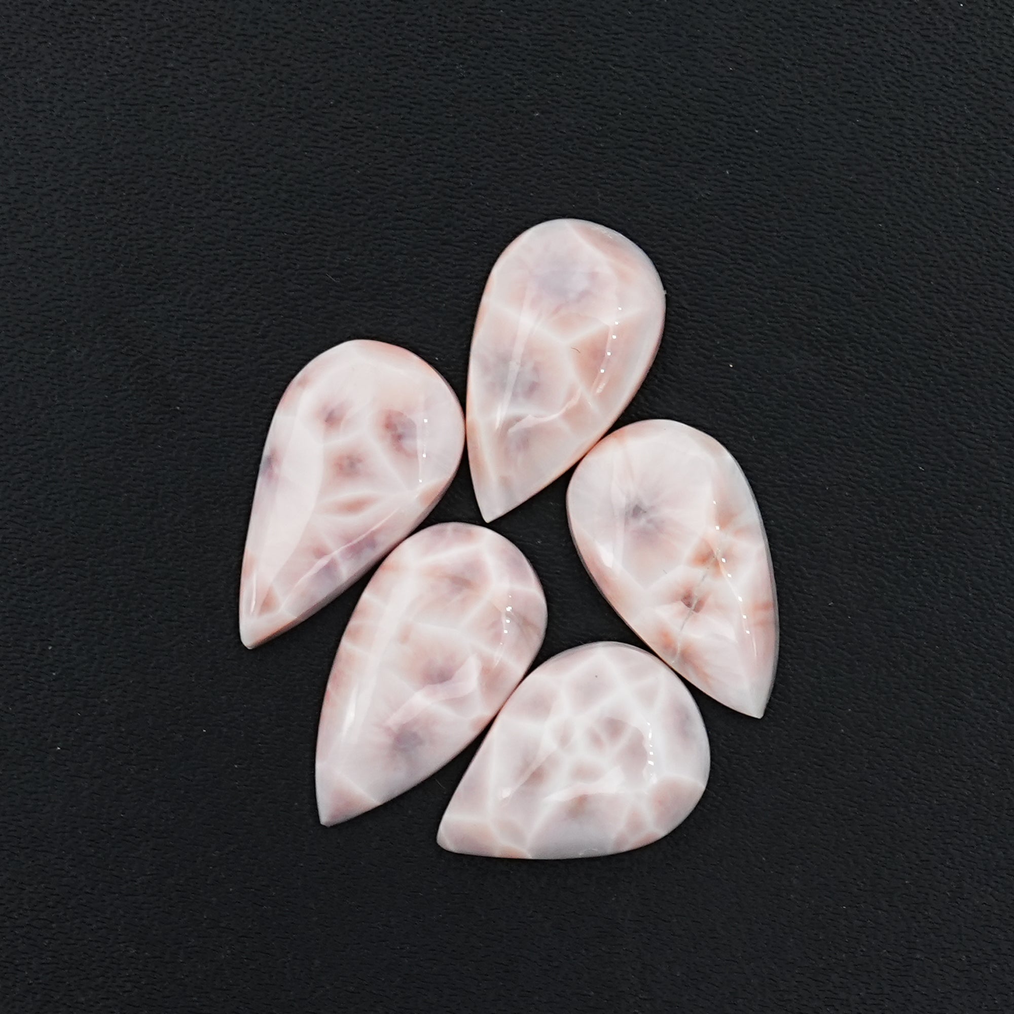 Natural Pink Larimar Cabochon | Pear Shapes Gems For Jewelry Making -  5 Pices
