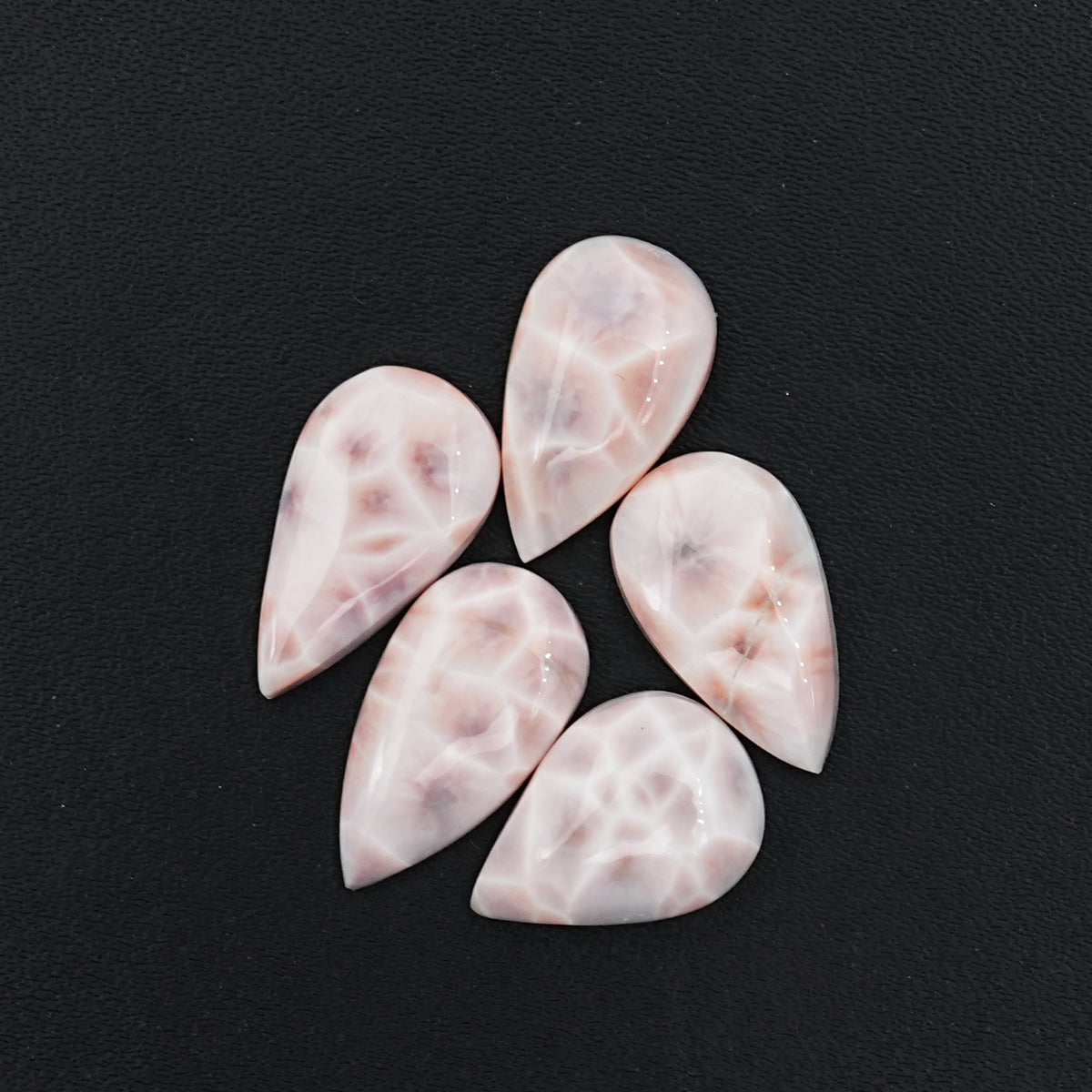 Natural Pink Larimar Cabochon | Pear Shapes Gems For Jewelry Making -  5 Pices