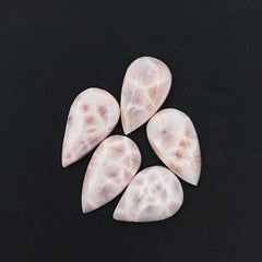 Natural Pink Larimar Cabochon | Pear Shapes Gems For Jewelry Making -  5 Pices