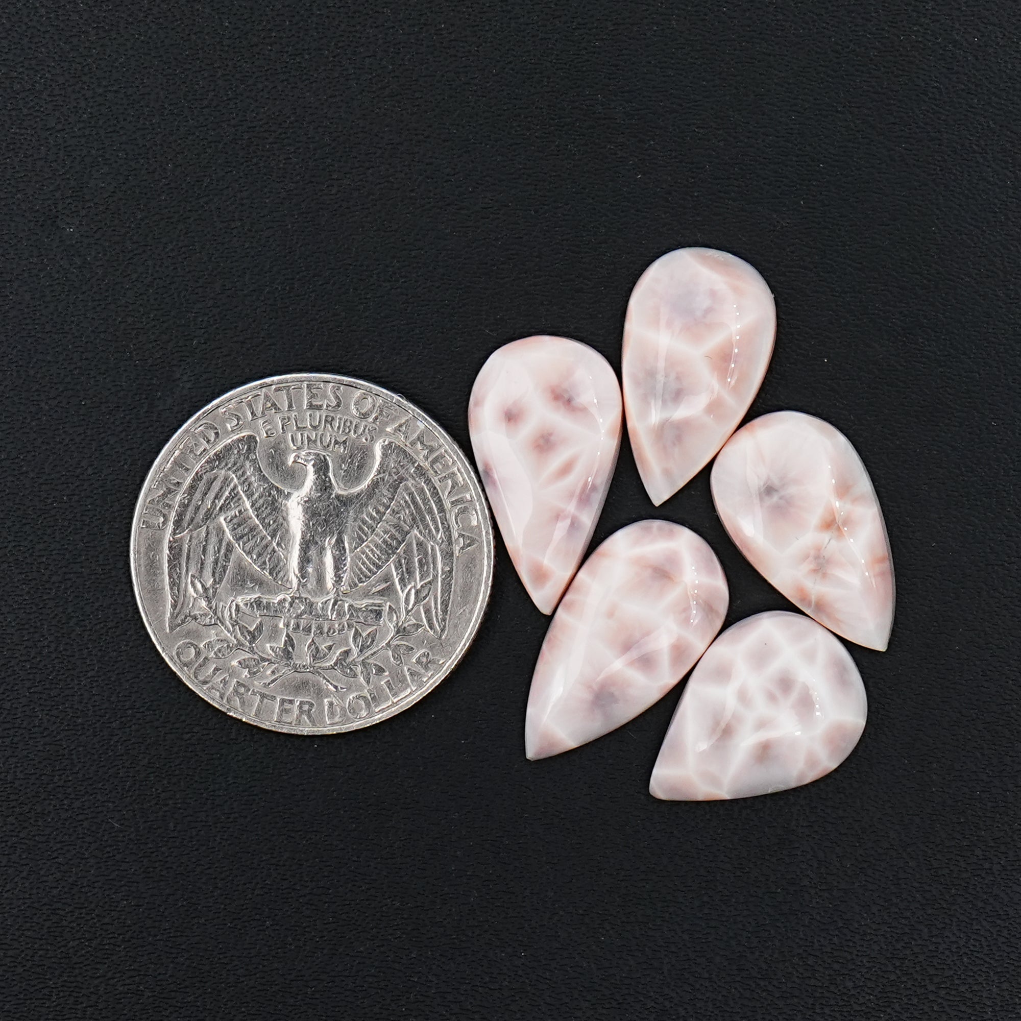 Natural Pink Larimar Cabochon | Pear Shapes Gems For Jewelry Making -  5 Pices