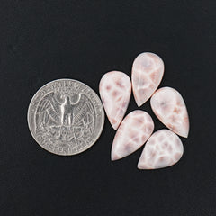 Natural Pink Larimar Cabochon | Pear Shapes Gems For Jewelry Making -  5 Pices