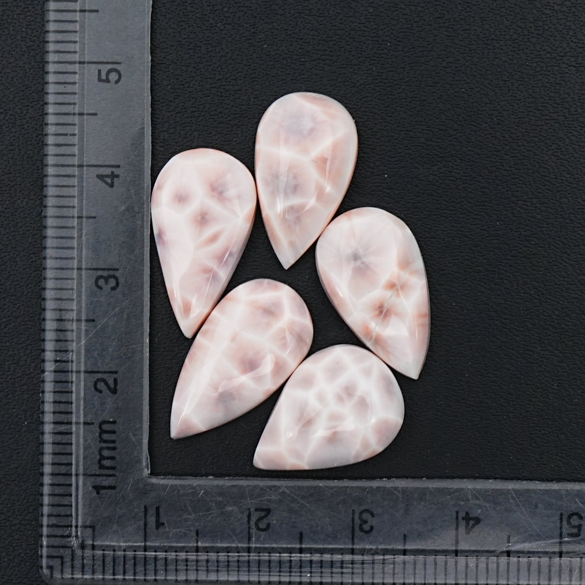 Natural Pink Larimar Cabochon | Pear Shapes Gems For Jewelry Making -  5 Pices