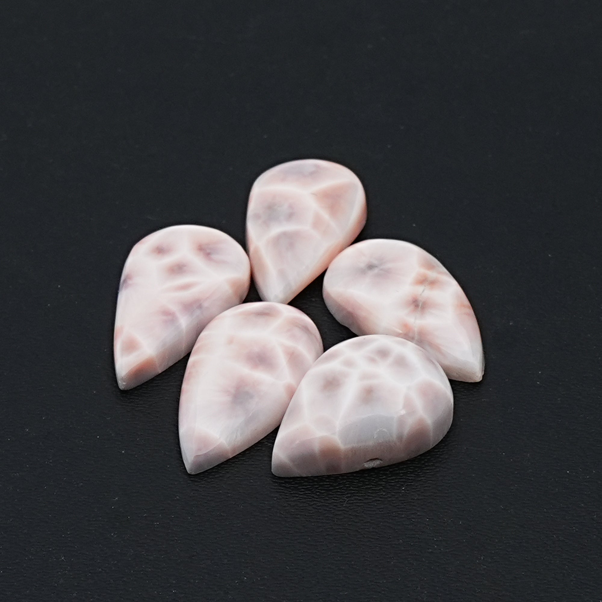Natural Pink Larimar Cabochon | Pear Shapes Gems For Jewelry Making -  5 Pices