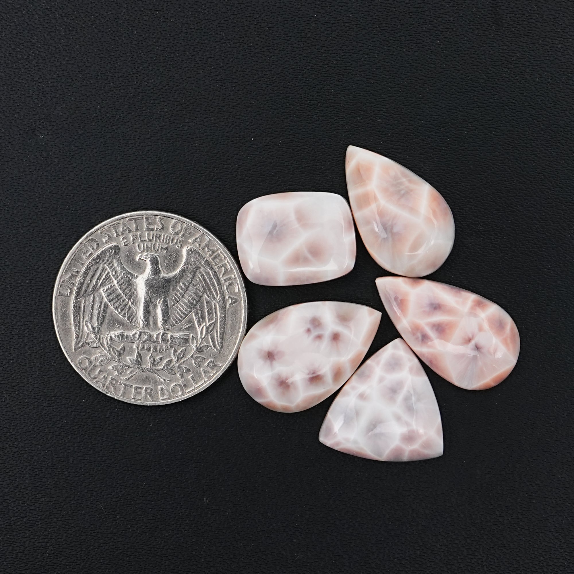 Natural Pink Larimar Cabochons | Mix Shapes Gems For Jewelry Making -  5 Pices
