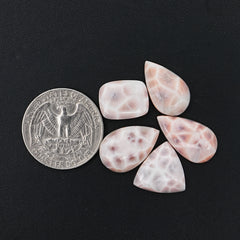 Natural Pink Larimar Cabochons | Mix Shapes Gems For Jewelry Making -  5 Pices