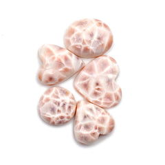 Natural Pink Larimar Cabochons | Mixed Shapes Gems With Soft Pink & Plum Tones -  5 Pices