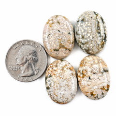 Ocean Jasper Oval Cabochons With Orbicular Patterns | Natural Polished Stones - 4 Pieces