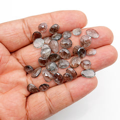 Moss Aquamarine Rose Cut Gemstones | Freeform Faceted Cabs for Jewelry Making - 34 Pieces