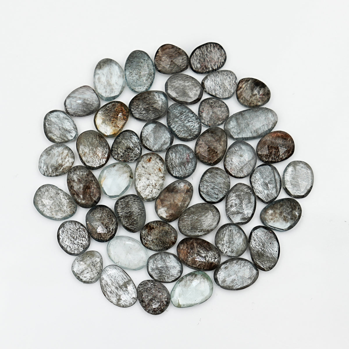 Moss Aquamarine Rose Cut Gemstones | Freeform Crystals for Handmade Jewelry - 47 Pieces