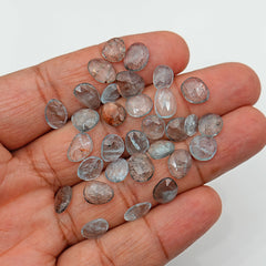 Natural Moss Aquamarine Rose Cut Cabochons | Freeform Gemstones for Jewelry Making - 31 Pieces