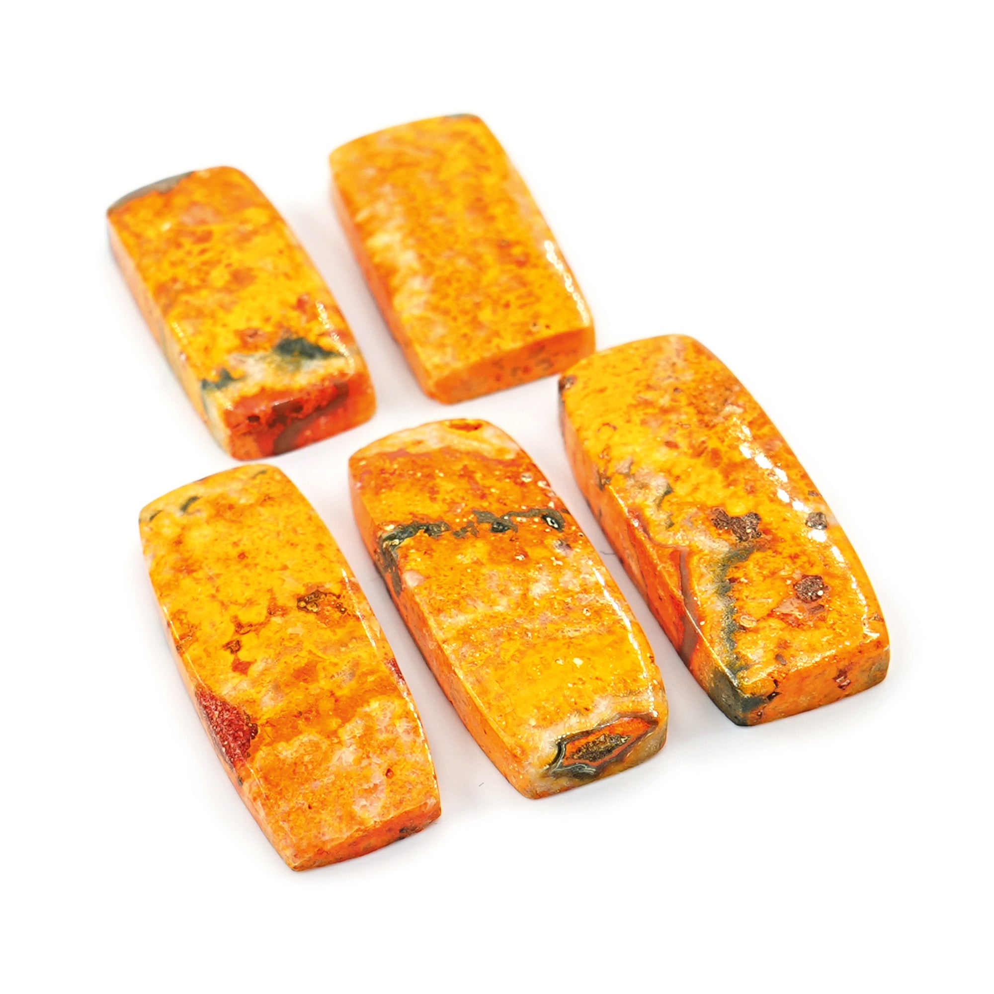 Bold Bumblebee Jasper Cabs | Yellow Vibrant Rectangle Gemstones for Jewelry - 5 Pieces