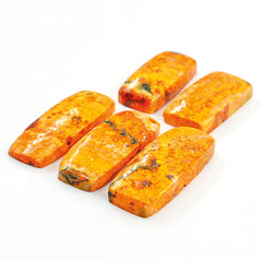 Bold Bumblebee Jasper Cabs | Yellow Vibrant Rectangle Gemstones for Jewelry - 5 Pieces