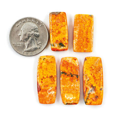 Bold Bumblebee Jasper Cabs | Yellow Vibrant Rectangle Gemstones for Jewelry - 5 Pieces