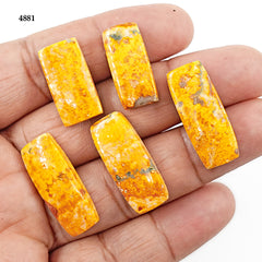 Bold Bumblebee Jasper Cabs | Yellow Vibrant Rectangle Gemstones for Jewelry - 5 Pieces