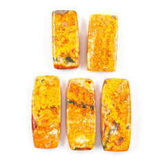 Bold Bumblebee Jasper Cabs | Yellow Vibrant Rectangle Gemstones for Jewelry - 5 Pieces