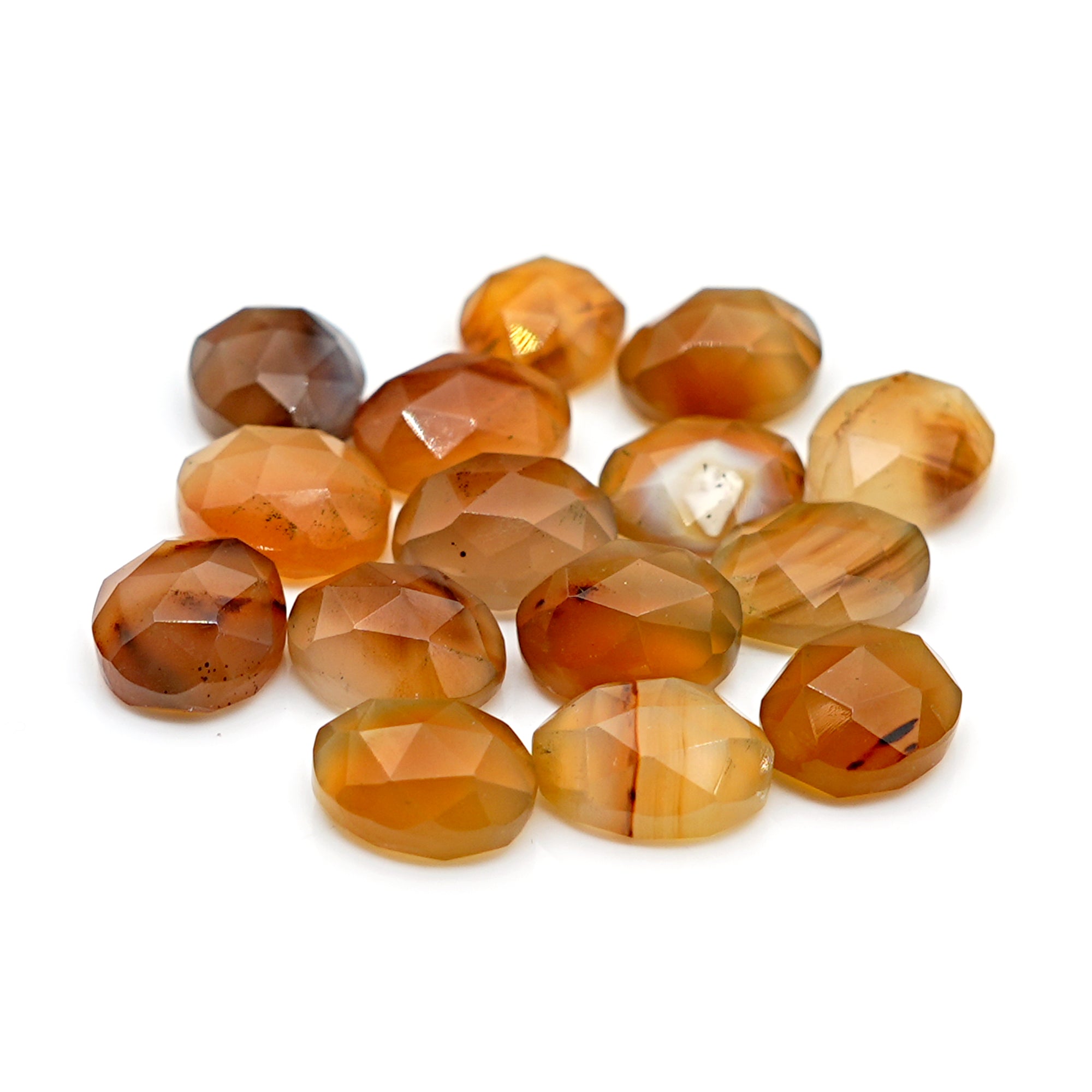 Montana Agate Rose Cut Oval Cabochon | Natural Loose Gemstone for Jewelry Making - 15 Pieces