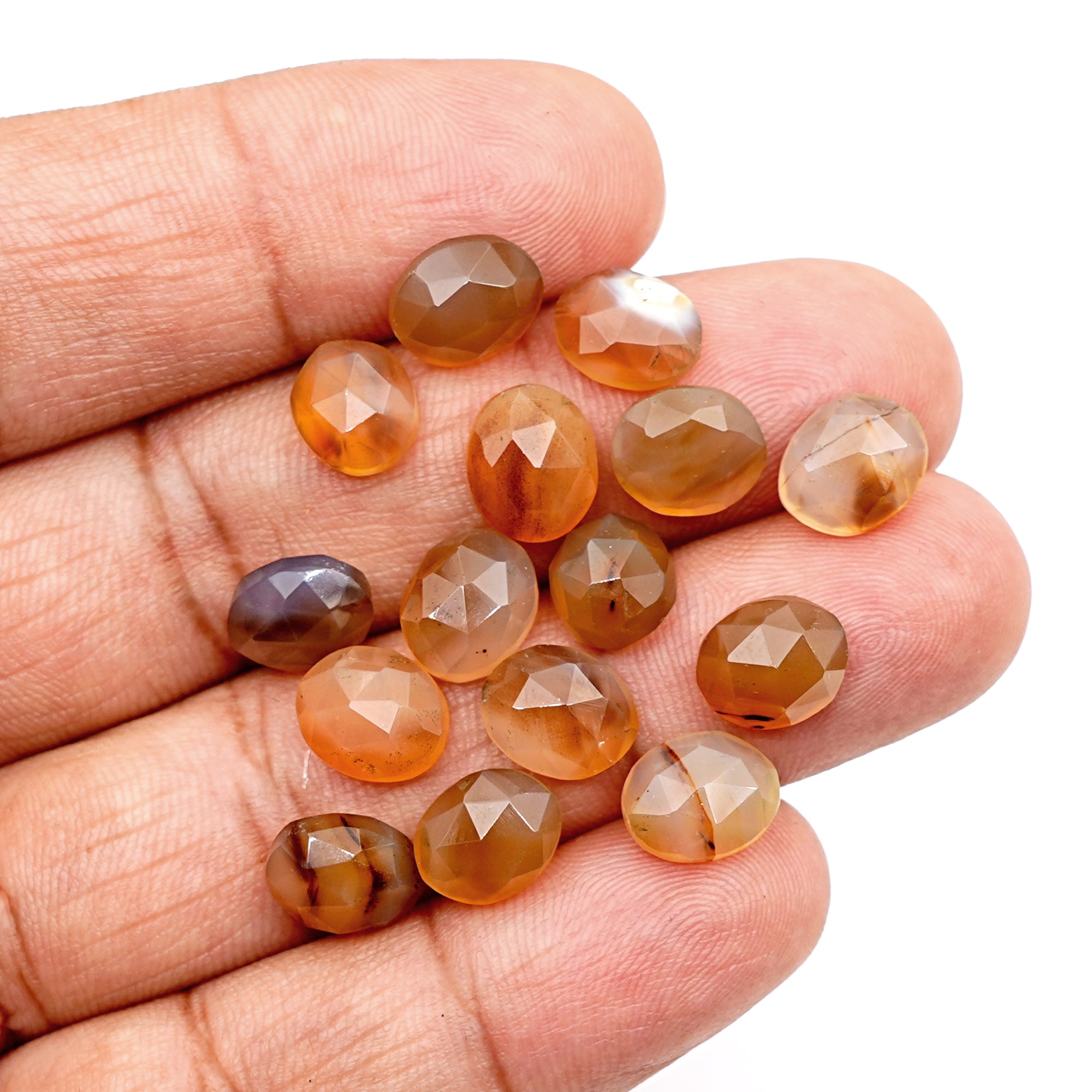 Montana Agate Rose Cut Oval Cabochon | Natural Loose Gemstone for Jewelry Making - 15 Pieces