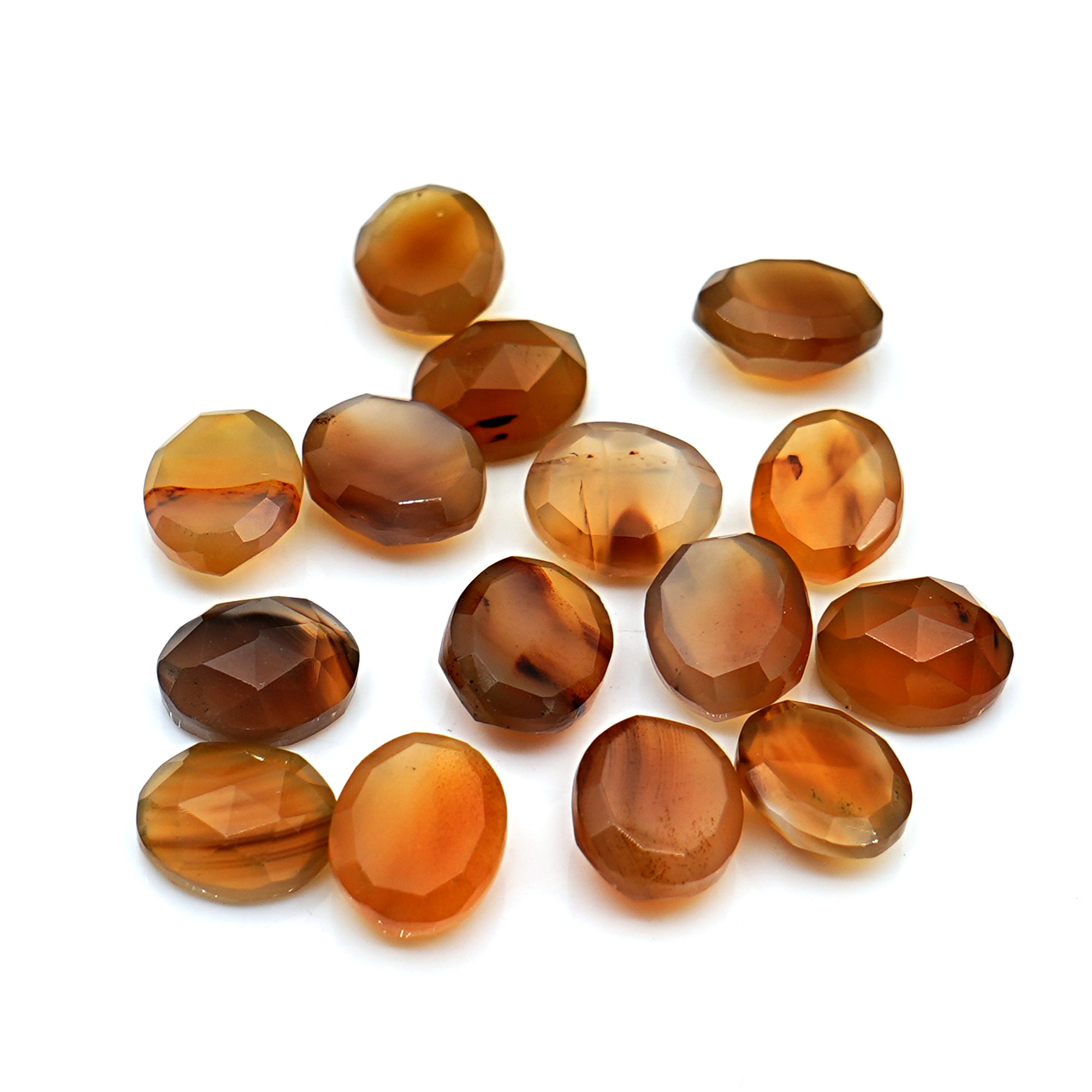 Montana Agate Rose Cut Oval Cabochon | Natural Loose Gemstone for Jewelry Making - 15 Pieces