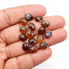 Montana Agate Rosecut Oval | Natural Semi-Translucent Agate Cabochon - 15 Pieces