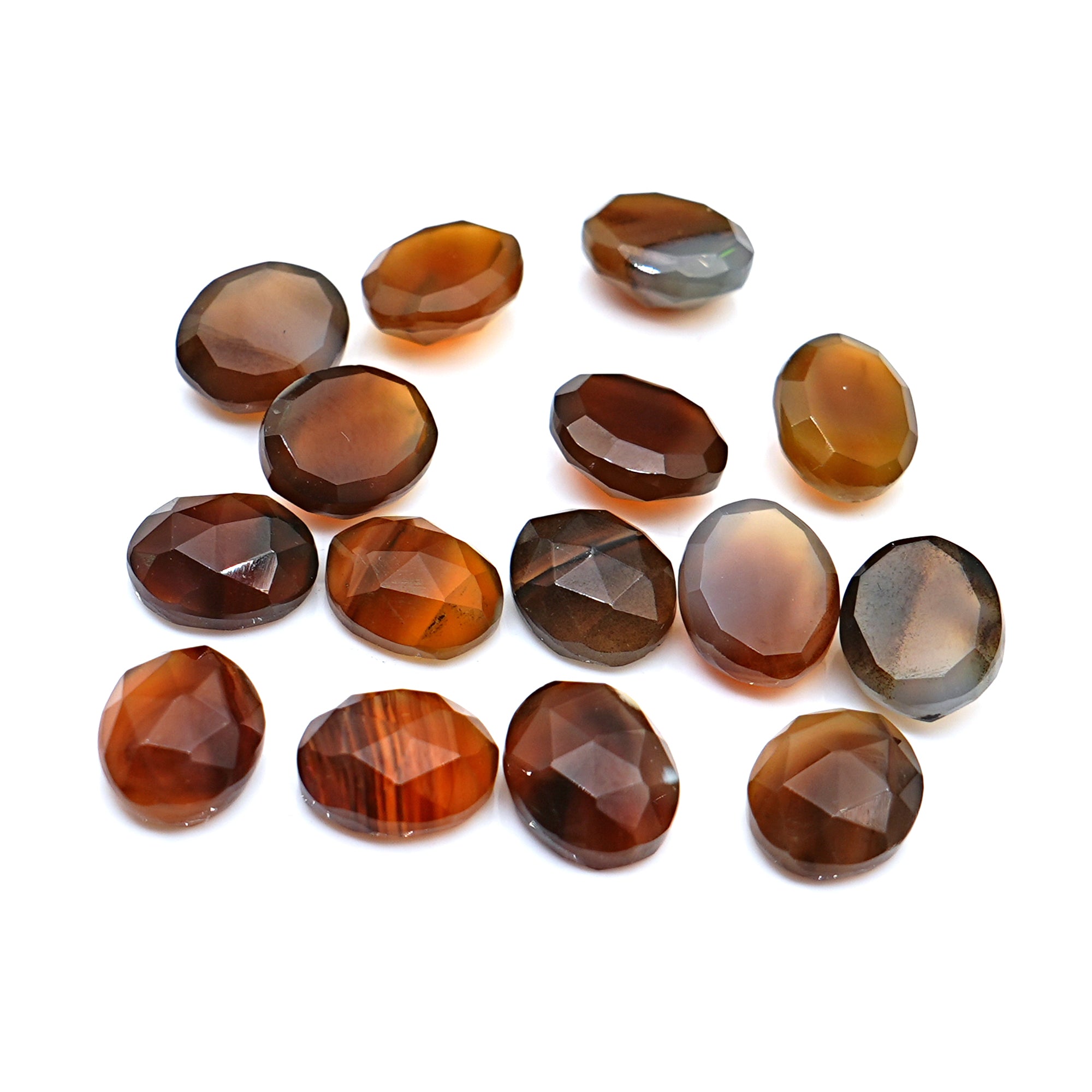Montana Agate Rosecut Oval | Natural Semi-Translucent Agate Cabochon - 15 Pieces