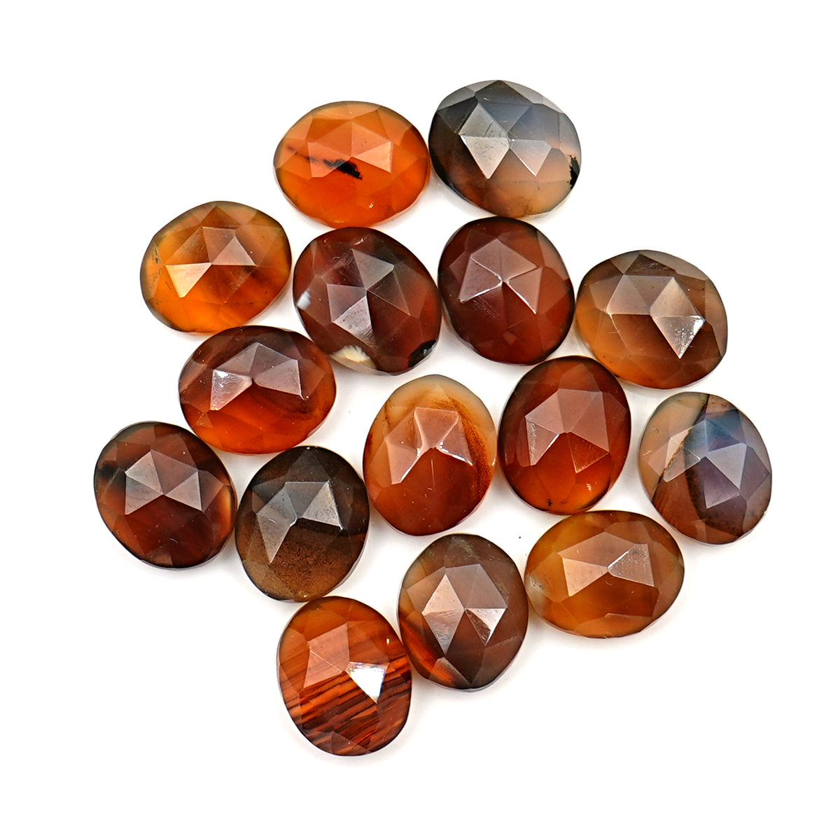 Montana Agate Rosecut Oval | Natural Semi-Translucent Agate Cabochon - 15 Pieces