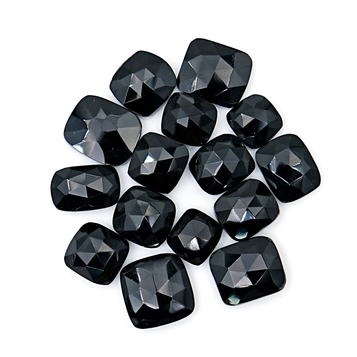 Natural Black Onyx Rose Cut Cushion Gemstones